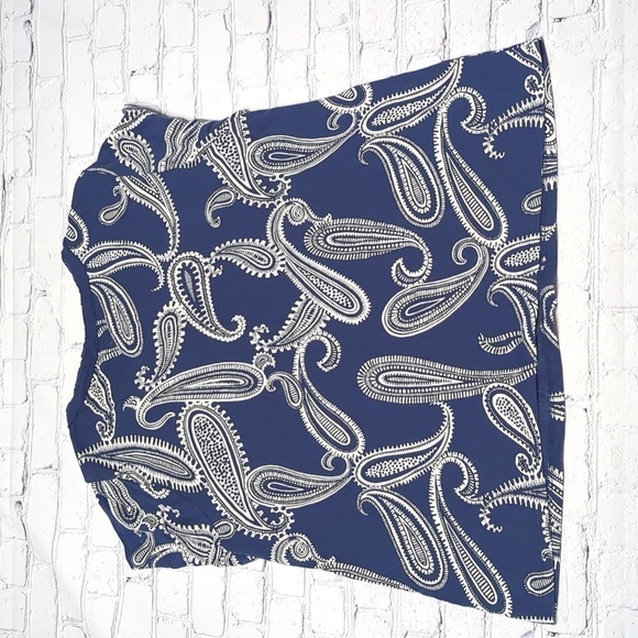 Talbots Women's Shirt Paisley Blue White Blouse Henley 3/4 Sleeve Plus Size 2X - Picture 8 of 8